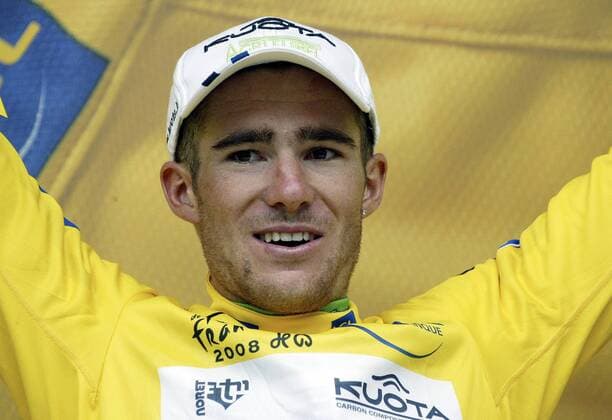 Romain Feillu (Frankreich Agritubel) übernimmt das gelbe Trikot des Gesamtführenden nach der 3. Etappe Radsport Herren Tour de France 2008, Straßenradsport, Rad, Straße Porträt 3. Etappe: St. Malo - Nantes Freude,