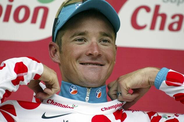 Thomas Vöckler (Frankreich Bouygues Telecom) - Träger des Bergtrikots nach der 3. Etappe Radsport Herren Tour de France 2008, Straßenradsport, Rad, Straße Porträt 3. Etappe: St. Malo - Nantes Freude,