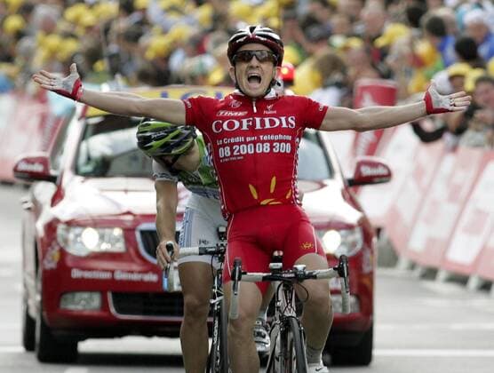 Samuel Dumoulin (Frankreich Cofidis) gewinnt die 3. Etappe der Tour de France 2008 Radsport Herren Tour de France 2008, Straßenradsport, Rad, Straße Einzelbild 3. Etappe: St. Malo - Nantes Freude,