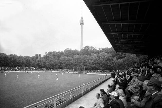 Fußball, Stadiongeschichte Stuttgarter Kickers Waldau Stadion - Heimspielstätte der Stuttgarter Kickers Fußball 2. BL Herren Regionalliga Süd 1977 1978, 2. Liga, Totale Aufnahmedatum geschätzt Stuttgart