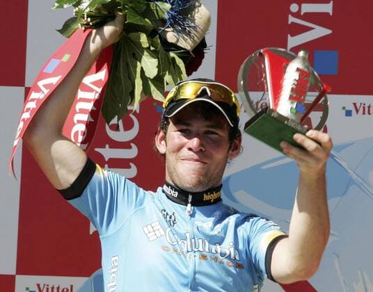 Mark Cavendish (Großbritannien Columbia) gewinnt die 5. Etappe der Tour de France 2008 Radsport Herren Tour de France 2008, Straßenradsport, Straße, Rad Einzelbild 5. Etappe: Cholet - Chateauroux Freude,