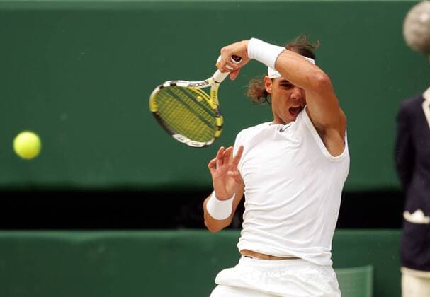 Rafael Nadal (Spanien) Tennis Herren All England Championships 2008, Grand Slam, ATP Tour, Finale Einzelbild Wimbledon London Dynamik,