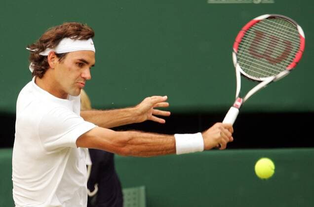 Roger Federer (Schweiz) Tennis Herren All England Championships 2008, Grand Slam, ATP Tour, Finale Einzelbild Wimbledon London Dynamik,