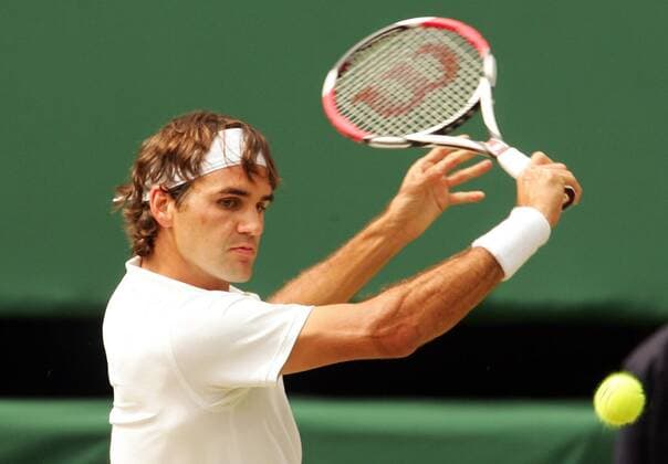 Roger Federer (Schweiz) Tennis Herren All England Championships 2008, Grand Slam, ATP Tour, Finale Einzelbild Wimbledon London Dynamik,