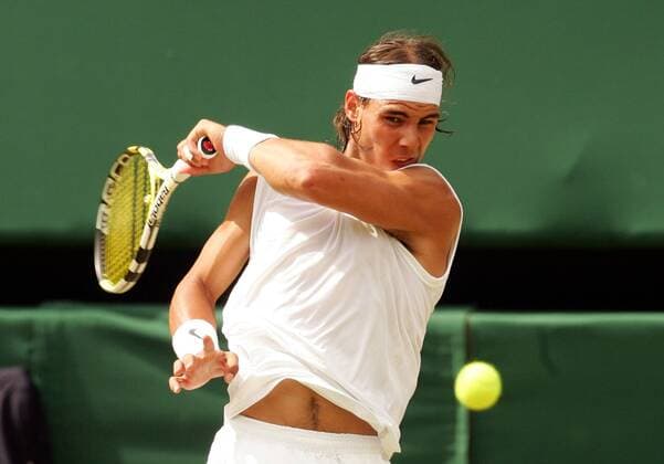 Rafael Nadal (Spanien) Tennis Herren All England Championships 2008, Grand Slam, ATP Tour, Finale Einzelbild Wimbledon London Dynamik,
