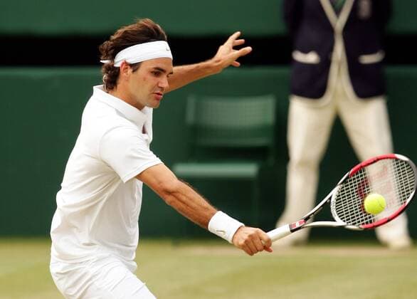 Roger Federer (Schweiz) Tennis Herren All England Championships 2008, Grand Slam, ATP Tour, Finale Einzelbild Wimbledon London Dynamik,