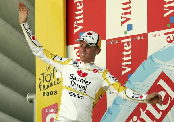 Riccardo Ricco (Italien Saunier Duval Scott) gewinnt die 6. Etappe der Tour de France 2008 Radsport Herren Tour de France 2008, Straßenradsport, Straße, Rad Einzelbild 6. Etappe: Aigurande - Super Besse Freude,