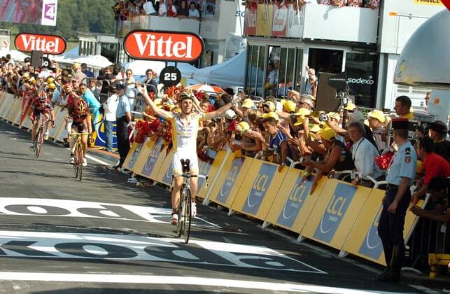 Riccardo Ricco (Italien Saunier Duval Scott) gewinnt die 6. Etappe der Tour de France 2008 -  Radsport Herren Tour de France 2008, Straßenradsport, Straße, Rad Totale 6. Etappe: Aigurande - Super Besse Freude,