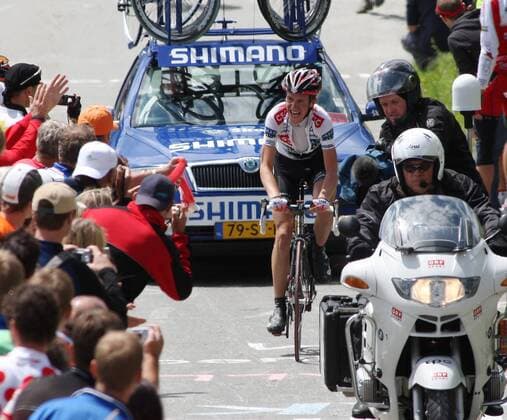 Chris Anker Sörensen (Dänemark CSC) gewinnt die 2. Etappe der Österreich Rundfahrt 2008 von Toblach nach Kitzbüheler Horn Radsport Herren Österreich Rundfahrt 2008, Österreichrundfahrt, Straßenradsport, Straße, Rad Totale 2. Etappe: Toblach - Kitzbüheler Horn Freude, 