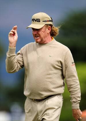 Miguel Angel Jimenez (Spanien) enttäuscht - EDITORIAL USE ONLY. No use with unauthorised audio, video, data, fixture lists, club league logos or live services. Online in-match use limited to 120 images, no video emulation. No use in betting, games or single club league player publications. Golf Herren The Barclays Scottish Open 2008, European PGA Tour Einzelbild Glasgow