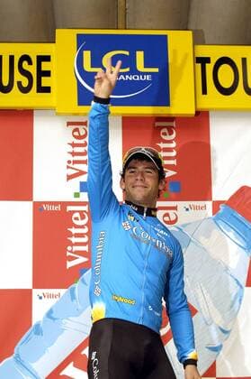Mark Cavendish (Großbritannien Columbia) gewinnt die 8. Etappe der Tour de France -  Radsport Herren Tour de France 2008, Straßenradsport, Straße, Rad Einzelbild 8. Etappe: Figeac - Toulouse Freude,
