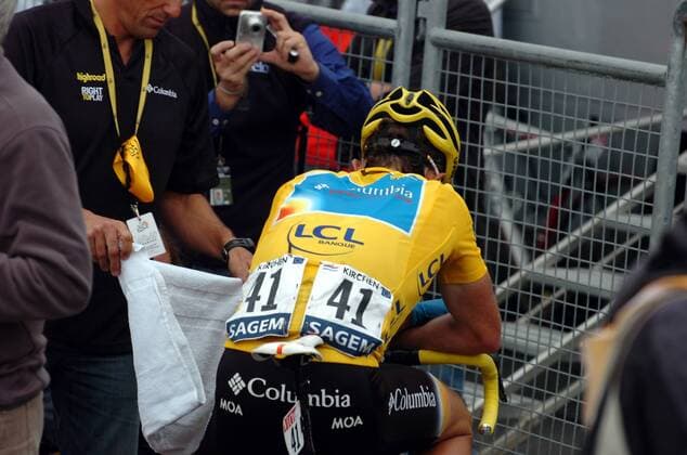 Kim Kirchen (Luxemburg Columbia) enttäuscht im Ziel -  Radsport Herren Tour de France 2008, Straßenradsport, Straße, Rad Einzelbild 10. Etappe: Pau - Hautacam