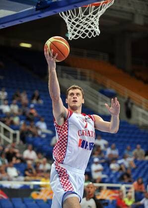 Marin Rozic (Kroatien) Basketball Herren Olympiaqualifikation 2008, Olympia Qualifikation, Nationalteam, Nationaltrikot, Kroatien Einzelbild Viertelfinale, Länderspiel, Athen Dynamik,