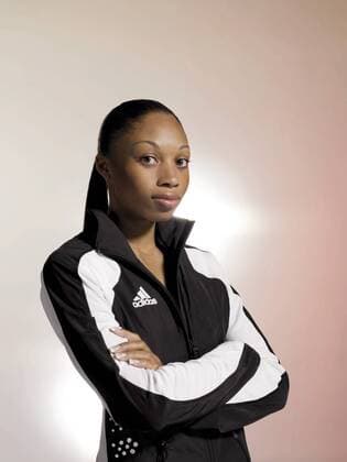 Allyson Felix (USA) Leichtathletik Damen adidas Werbeshooting 2008, Fotoshooting, Fotostudio, Studioaufnahme, Werbepartner, Aufmacher Porträt