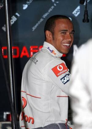 Lewis Hamilton (England McLaren Mercedes) Motorsport Grand Prix Herren Großer Preis von Deutschland 2008, Formel 1 Weltmeisterschaft, F1, F, GP, WM Einzelbild Hockenheimring Hockenheim Freude,