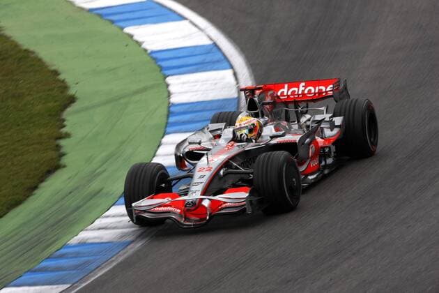 Lewis Hamilton (England McLaren Mercedes) in seinem Boliden Motorsport Grand Prix Herren Großer Preis von Deutschland 2008, Formel 1 Weltmeisterschaft, F1, F, GP, WM Einzelbild Hockenheimring Hockenheim