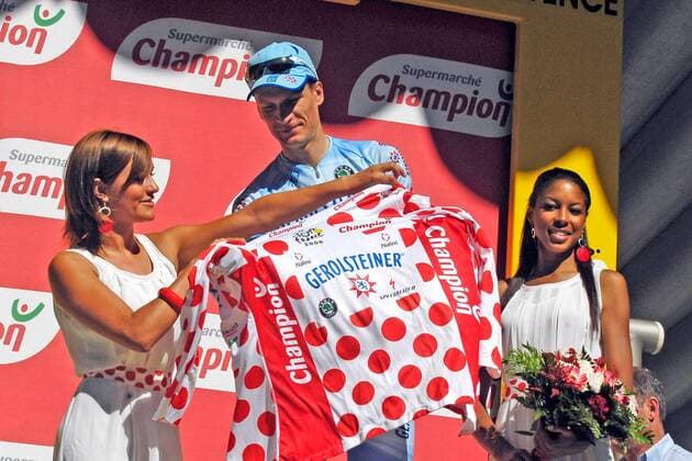 Sebastian Lang (Deutschland Gerolsteiner) erhält das Bergtrikot -  Radsport Herren Tour de France 2008, Straßenradsport, Straße, Rad Gruppe 14. Etappe: Nimes - Digne les Baines Freude,