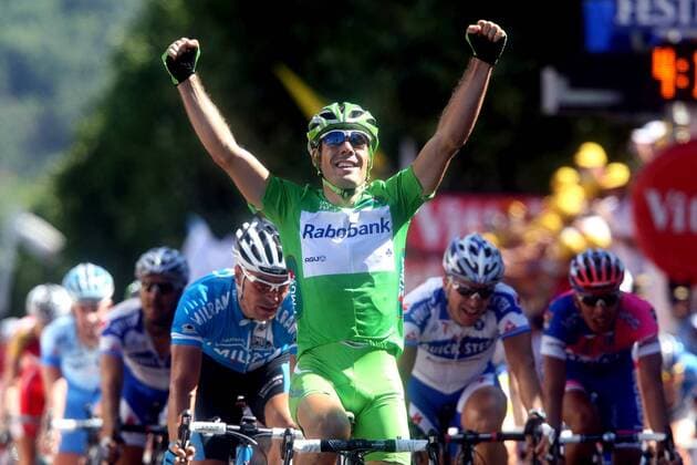 Oscar Freire Gomez (Spanien Rabobank) gewinnt die 14. Etappe bei der Tour de France 2008 -  Radsport Herren Tour de France 2008, Straßenradsport, Straße, Rad Einzelbild 14. Etappe: Nimes - Digne les Baines Überlegenheit Begeisterung, Freude,