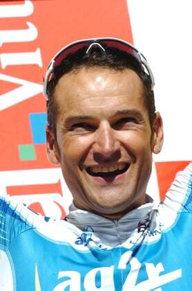Siegerehrung: Cyril Dessel (Frankreich AG2R) gewinnt die 16. Etappe der Tour de France 2008 -  Radsport Herren Tour de France 2008, Rad, Radsport, Straßenradsport Porträt 16. Etappe: Cuneo - Jausiers Freude,