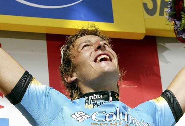 Marcus Burghardt (Deutschland Columbia) gewinnt die 18. Etappe der Tour de France 2008 Radsport Herren Tour de France 2008, Straßenradsport, Straße, Rad Einzelbild 18. Etappe: Bourg D Oisans - Saint Etienne Glück, Freude,