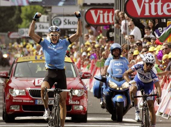 Marcus Burghardt (Deutschland Columbia, li.) gewinnt die 18. Etappe der Tour de France 2008 vor Carlos Barredo (Spanien Quick Step) Radsport Herren Tour de France 2008, Straßenradsport, Straße, Rad Gruppe 18. Etappe: Bourg D Oisans - Saint Etienne Freude, Begeisterung,