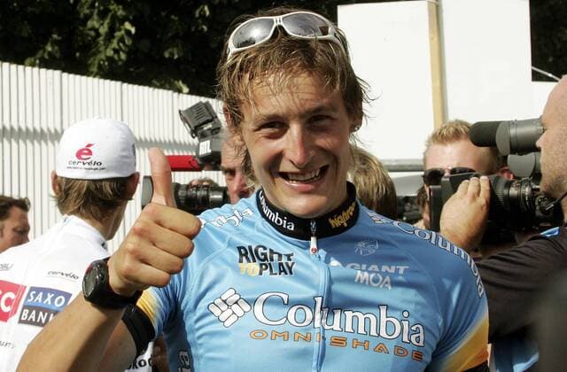 Marcus Burghardt (Deutschland Columbia) gewinnt die 18. Etappe der Tour de France 2008 Radsport Herren Tour de France 2008, Straßenradsport, Straße, Rad Einzelbild 18. Etappe: Bourg D Oisans - Saint Etienne Freude,