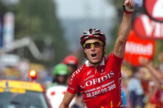 Sylvain Chavanel (Frankreich Cofidis) gewinnt die 19. Etappe der Tour de France 2008 -  Radsport Herren Tour de France 2008, Straßenradsport, Straße, Rad Einzelbild 19: Etappe: Roanne - Montlucon Freude,
