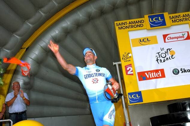 Stefan Schumacher (Deutschland Gerolsteiner) gewinnt das Einzelzeitfahren der 20. Etappe der Tour de France 2008 -  Radsport Herren Tour de France 2008, Straßenradsport, Straße, Rad, Zeitfahren, Einzelzeitfahren Einzelbild 20. Etappe: Cerilly - Saint Amand Montrond Freude,