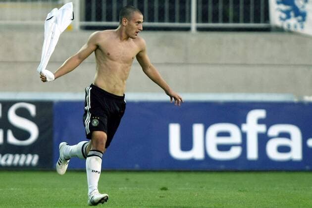 Timo Gebhart (Deutschland U19) - Torjubel -  (20080726LG009) Fußball EM Herren U19 EM, U 19, Junioren, Länderspiel, Nationalmannschaft, Nationaltrikot, Finale, Endspiel Einzelbild o00 2008 Jablonec Freude, Begeisterung,