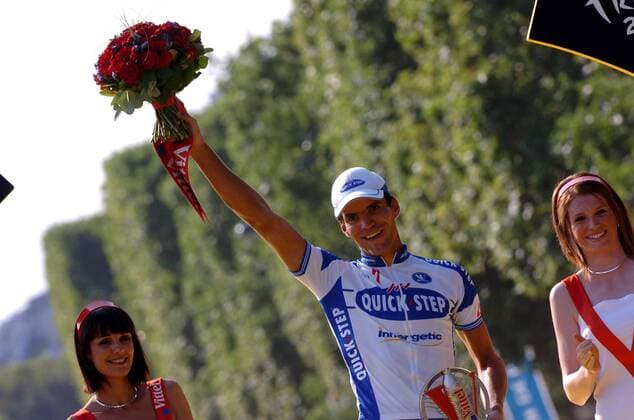 Gert Steegmans (Belgien Quick Step), Gewinner der 21. und letzten Etappe der Tour de France 2008 -  Radsport Herren Tour de France 2008, Straßenradsport, Straße, Rad, Siegerehrung Gruppe Champs Elysees, Elysee 21. Etappe: Etampes - Paris Freude,