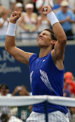Rafael Nadal (Spanien) gewinnt den Rogers Cup 2008 -  (TOR2008072704) Tennis Herren Rogers Cup 2008, ATP Tour, Masters Series, Finale Einzelbild Toronto Glück, Freude,