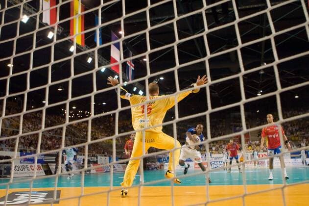 Torwart David Barrufet Bofill (Spanien, Mitte) -  (pan27060) Handball Länderspiel Herren EuroTournoi 2008, Euro Tournoi, Turnier, Nationalteam, Nationaltrikot, Frankreich - Spanien, Vdig Gruppe Straßburg