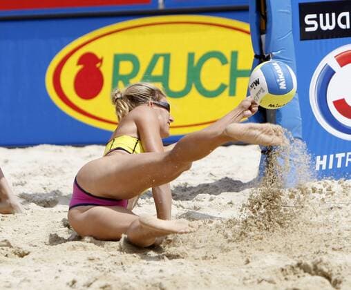 Geeske Banck (Deutschland) Beachvolleyball Damen Swatch FIVB Beach World Tour 2008, Grand Slam, Einzelbild Klagenfurt