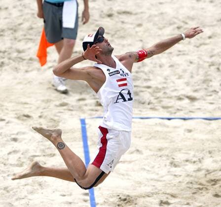 Clemens Doppler (Österreich) Beachvolleyball Herren Swatch FIVB Beach World Tour 2008, Grand Slam, Einzelbild Klagenfurt Dynamik,