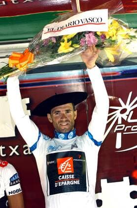 Alejandro Valverde (Spanien Caisse d Epargne) bei der Siegerehrung der Clasica San Sebastian 2008 -  Radsport Herren Clasica San Sebastian 2008, Rad, Straße, Straßenradsport Einzelbild o0 ProTour Freude,