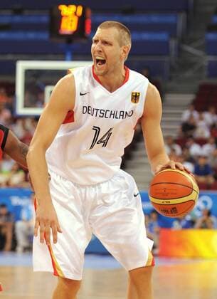 Dirk Nowitzki (Deutschland) Basketball OS Sommer Herren Olympische Spiele Peking 2008, Sommerspiele, Länderspiel, Nationalmannschaft, Nationaltrikot Einzelbild Peking