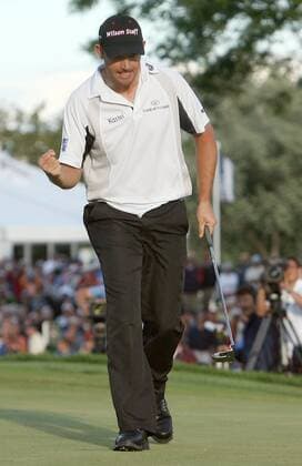 Padraig Harrington (Irland) jubelt -  (DEP2008081017) Golf Herren PGA Championship 2008, Tour Einzelbild Bloomfield Township Freude,