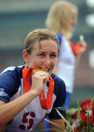 Kristin Armstrong (USA) - Olympiasiegerin im Zeitfahren -  Radsport OS Sommer Damen Olympische Spiele Peking 2008, Sommerspiele, Straßenradsport, Straße, Rad, Einzelbild Peking