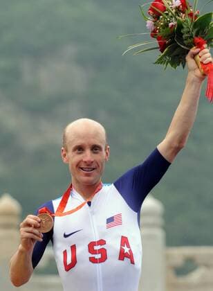 Levi Leipheimer (USA) - Bronze im Zeitfahren in Peking 2008 -  Radsport OS Sommer Herren Olympische Spiele Peking 2008, Sommerspiele, Straßenradsport, Straße, Rad, Einzelzeitfahren Einzelbild Peking Freude,