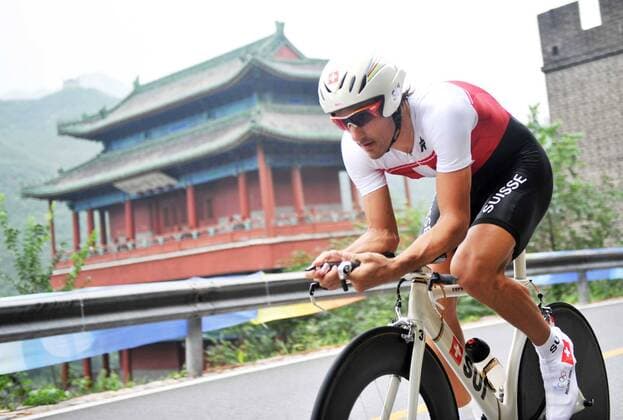 Fabian Cancellara (Schweiz) -  Radsport OS Sommer Herren Olympische Spiele Peking 2008, Sommerspiele, Straßenradsport, Straße, Rad, Einzelzeitfahren Einzelbild Peking