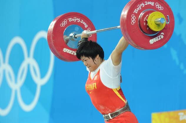 Liu Chunhong (China) -  Gewichtheben OS Sommer Damen Olympische Spiele Peking 2008, Sommerspiele, Klasse bis 69 Kilogramm, 69kg, kg Einzelbild Peking