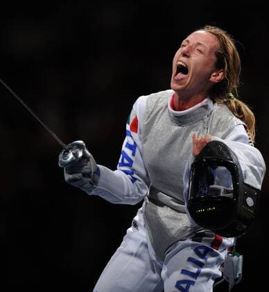 Maria Valentina Vezzali (Italien) - Olympia Dritte im Teamwettbewerb Florettfechten -  Fechten OS Sommer Damen Olympische Spiele Peking 2008, Sommerspiele, Florett, Florettfechten, Einzelbild Peking Freude, Begeisterung,