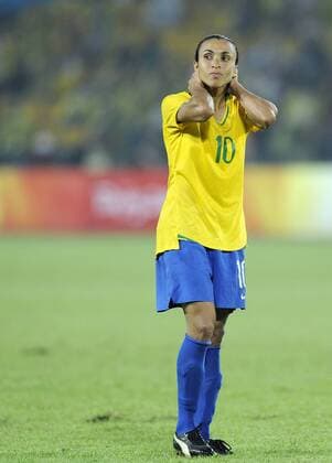 Marta (Brasilien) enttäuscht - Fußball OS Sommer Damen Olympische Sommerspiele Peking 2008, Spiele, Länderspiel, Nationalmannschaft, Finale Einzelbild Peking Enttäuschung,