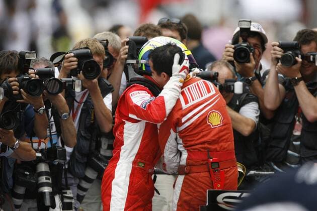 Felipe Massa (Brasilien Ferrari) feiert seine Pole Position beim GP von Europa 2008 -  Motorsport Grand Prix Herren Großer Preis von Europa 2008, Formel 1 Weltmeisterschaft, F1, F, GP, WM Gruppe Valencia Freude,