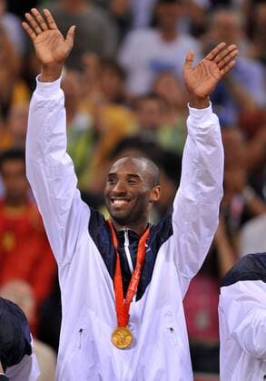 Kobe Bryant (USA) - Olympiasieger 2008 Basketball OS Sommer Herren Olympische Spiele Beijing 2008, Sommerspiele, Länderspiel, Finale, Nationalteam, Einzelbild Beijing Freude,