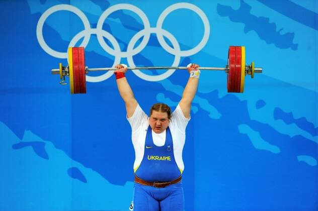 Olha Korobka (Ukraine) Gewichtheben OS Sommer Damen Olympische Spiele 2008, Sommerspiele, über 75kg Einzelbild Peking