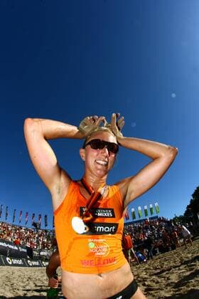 Rieke Brink Abeler (Deutschland) - Deutsche Vizemeisterin 2008 - Beachvolleyball LM Damen Deutsche Meisterschaft 2008, Landesmeisterschaft, DM, Beach, Finale, Einzelbild Timmendorfer Strand Timmendorf Freude,