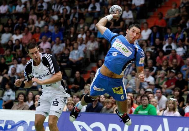 Blazenko Lackovic (Hamburg, re.) Handball 1. BL Herren Supercup 2008 2009, Super Cup, THW Kiel - HSV Hamburg Gruppe München Dynamik,