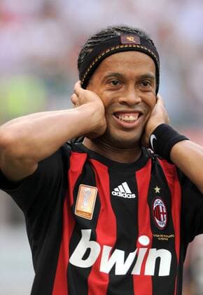 Ronaldinho (AC Mailand) - Torjubel - Fußball Herren Serie A 2008 2009, 1. Italienische Liga, Milan Einzelbild Mailand Freude,