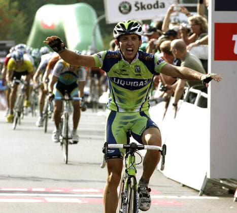 Leonardo Bertagnolli (Italien Liquigas) gewinnt die 3. Etappe der Deutschland Tour 2008 Radsport Herren Deutschland Tour 2008, Deutschlandtour, ProTour, Straßenradsport, Straße, Rad, Einzelbild 3. Etappe: Herrieden - Wiesloch Freude,